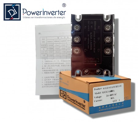 RELÉ DE ESTADO SÓLIDO 24-480VAC TRIFASICO - VOLTAJE CONTROL 75-280VAC 80A SSR
